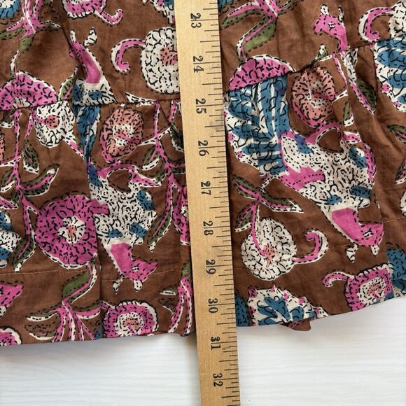PERRY WALKER Grace Floral Print Smocked Dress O/S Brown Green Pink Smocked Boho - Picture 6 of 15